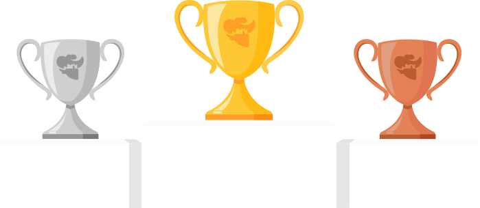 podium with cups