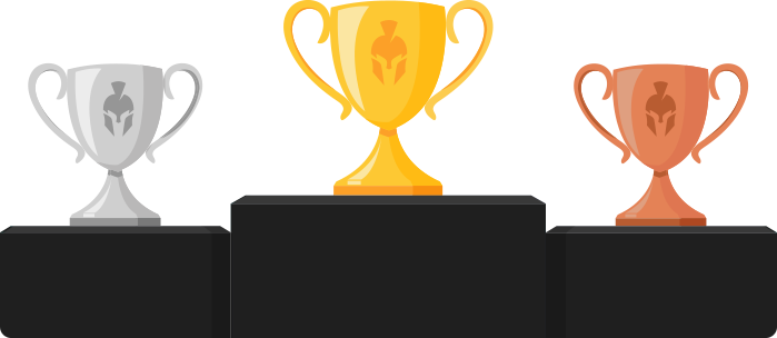 podium with cups